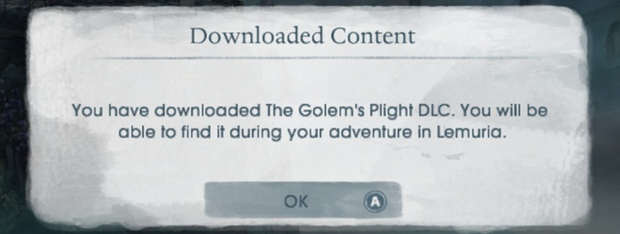 You have downloaded the Golem's Plight DLC. You will be able to find it in your adventure in Lemuria.